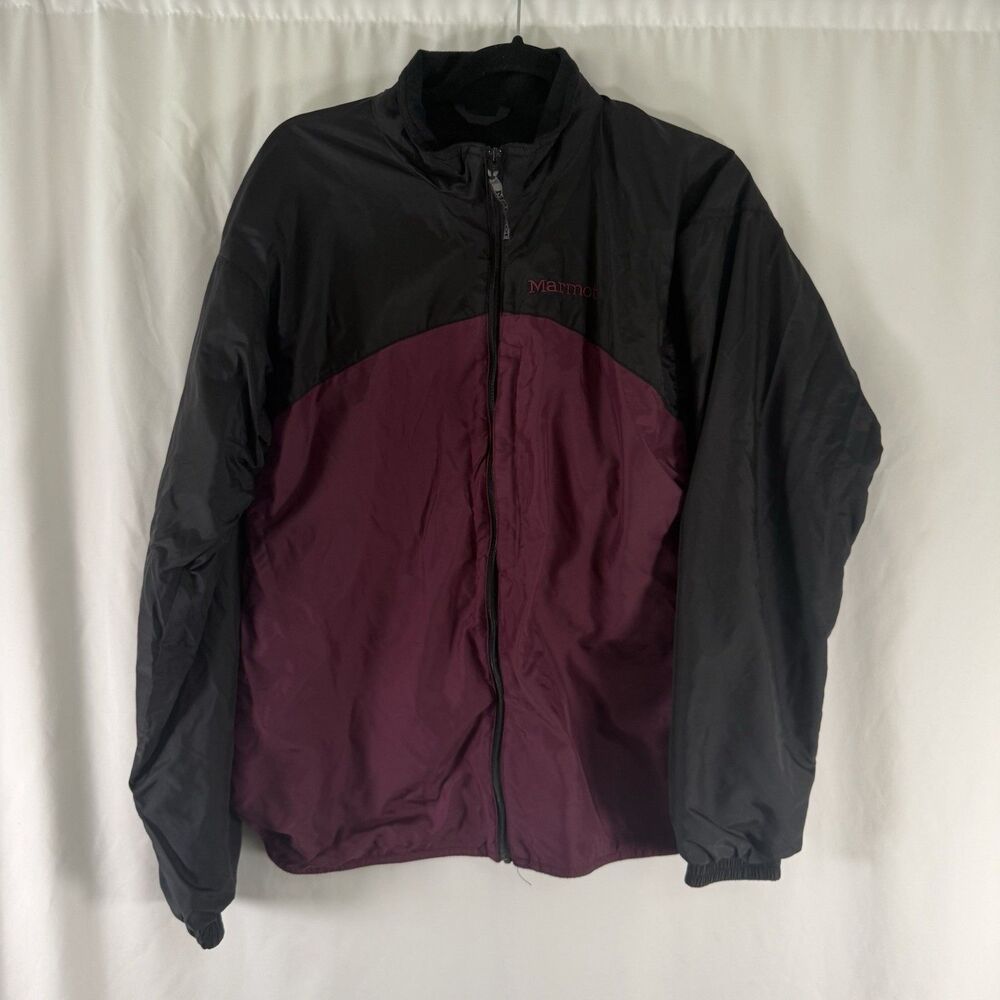 Marmot Windbreaker Women's Large Burgundy Full Zip Breathble Pits Fleece Lined